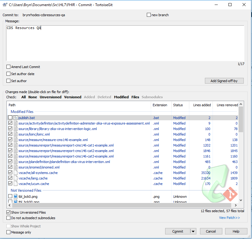 TortoiseGit Commit Dialog