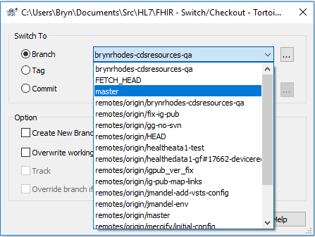 TortoiseGit Switch Dialog