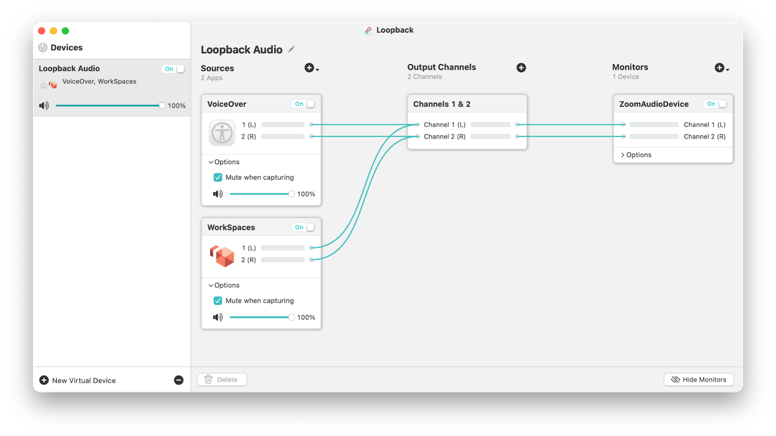 Loopback with example configuration running on macOS